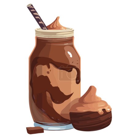 Téléchargez les illustrations : Milkshake gourmet au chocolat sur blanc - en licence libre de droit