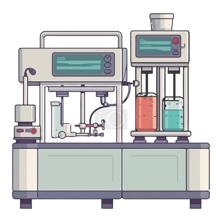 Illustration for Machinery in factory produces liquid medicine over white - Royalty Free Image