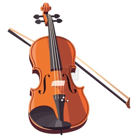 Téléchargez les illustrations : Conception de violon en bois sur blanc - en licence libre de droit