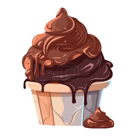 Téléchargez les illustrations : Gourmet cupcake au chocolat sur blanc - en licence libre de droit