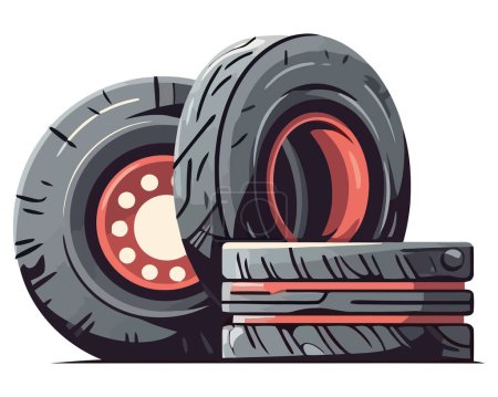 Ilustración de Viejas ruedas de camión sobre blanco - Imagen libre de derechos