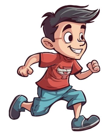 Illustration for Smiling boy running over white - Royalty Free Image