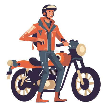 Téléchargez les illustrations : Vitesse motard dans l'aventure de course de moto sur blanc - en licence libre de droit