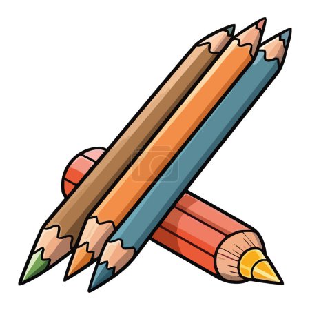 Ilustración de Lápices multicolores sobre blanco - Imagen libre de derechos