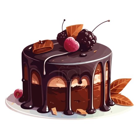 Téléchargez les illustrations : Gâteau au chocolat conception sur blanc - en licence libre de droit