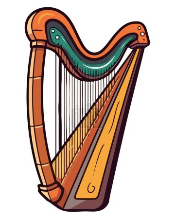 Illustration for Classical harp design over white - Royalty Free Image