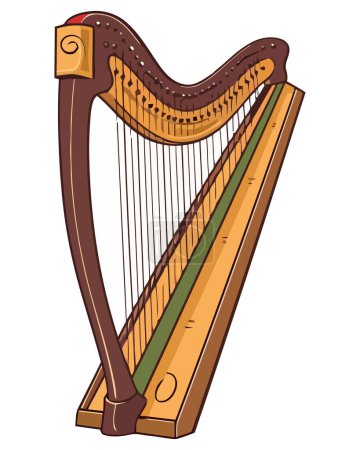 Téléchargez les illustrations : Illustration classique de harpe sur blanc - en licence libre de droit