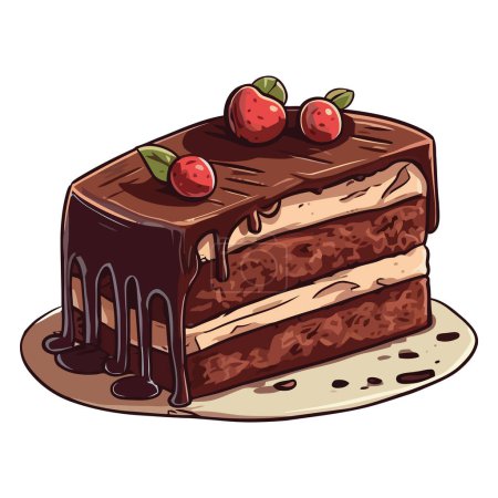 Illustration for Chocolate cake with berries over white - Royalty Free Image