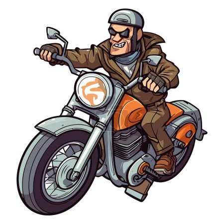 Téléchargez les illustrations : Motocycliste conduite moto sur blanc - en licence libre de droit
