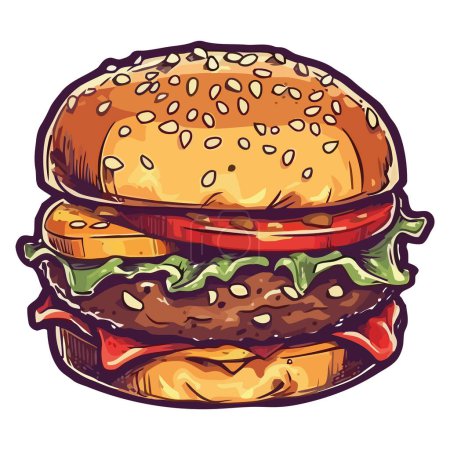 Téléchargez les illustrations : Gourmet cheeseburger design sur blanc - en licence libre de droit