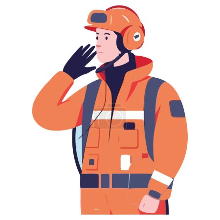 Téléchargez les illustrations : Travailleur de la construction en hardhat sur blanc - en licence libre de droit