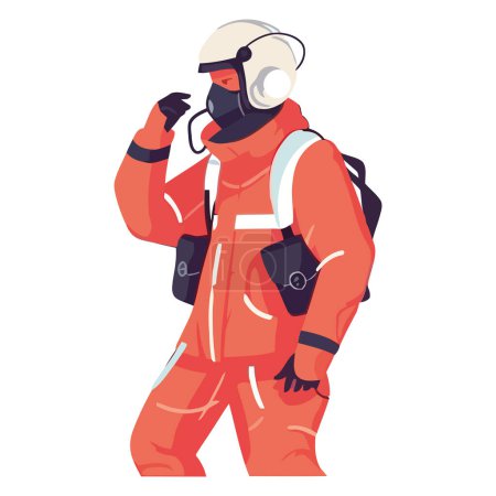 Illustration for Pilot in uniform walking with equipment over white - Royalty Free Image