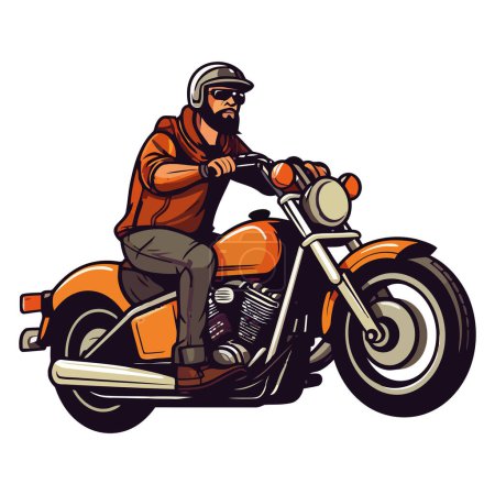 Ilustración de Los hombres montando motocicleta sobre blanco - Imagen libre de derechos