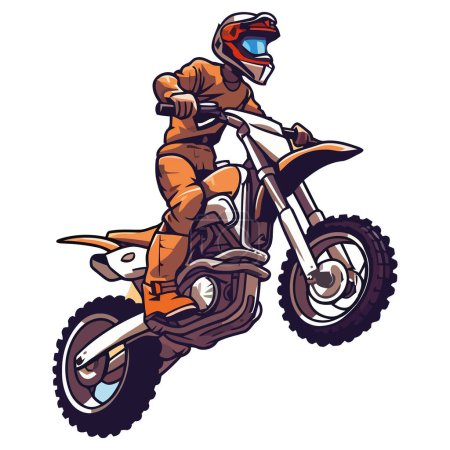 Ilustración de Los hombres a caballo motocicleta en la competencia deportiva sobre blanco - Imagen libre de derechos
