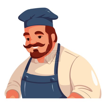 Téléchargez les illustrations : Chef joyeux souriant sur blanc - en licence libre de droit