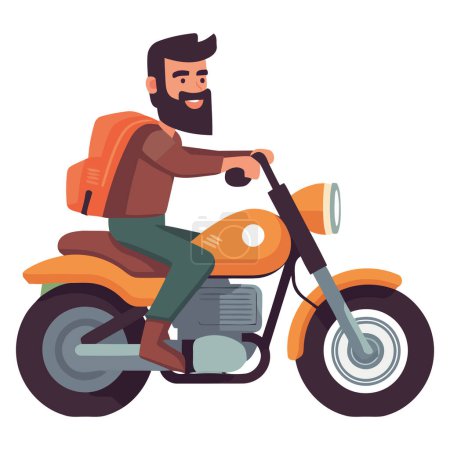 Téléchargez les illustrations : Hommes conduisant des motos modernes sur blanc - en licence libre de droit