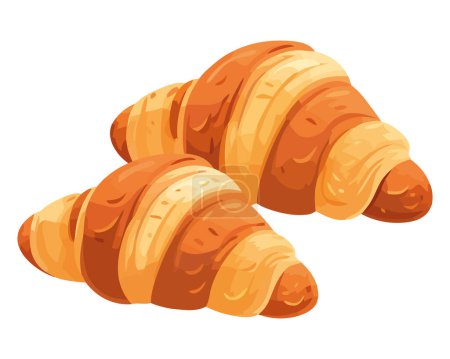 Téléchargez les illustrations : Croissants français design sur blanc - en licence libre de droit