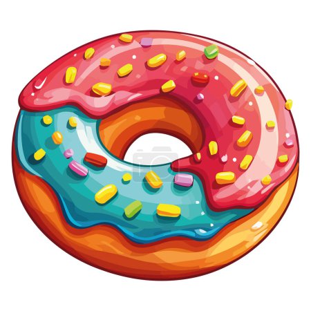 Illustration for Multi colored doughnut over white - Royalty Free Image