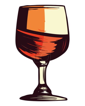 Téléchargez les illustrations : Conception fragile de verre à vin sur blanc - en licence libre de droit