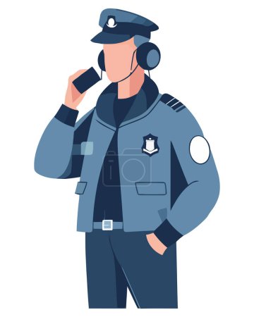 Téléchargez les illustrations : Personnel de sécurité en uniforme sur blanc - en licence libre de droit