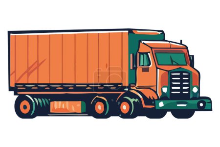 Téléchargez les illustrations : Semi-camion transportant conteneur de fret sur blanc - en licence libre de droit