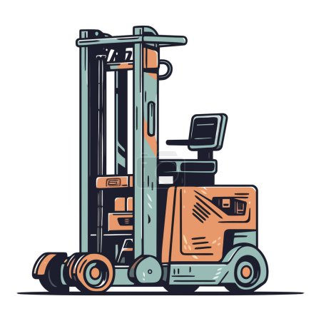 Illustration for Delivering cargo containers with forklifts over white - Royalty Free Image