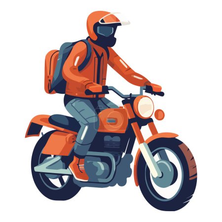 Téléchargez les illustrations : Homme à moto dans les sports extrêmes sur blanc - en licence libre de droit