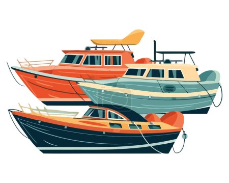 Ilustración de Diseño de barcos de vela sobre blanco - Imagen libre de derechos