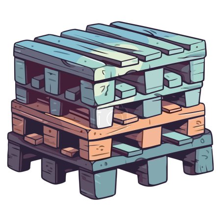 Ilustración de Contenedores de carga apilados sobre blanco - Imagen libre de derechos