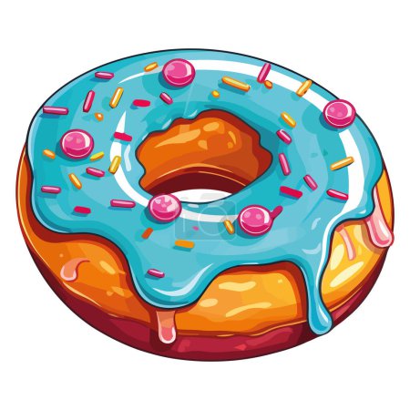 Illustration for Sweet and delicious donut over white - Royalty Free Image