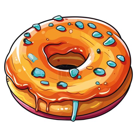 Téléchargez les illustrations : Donut sucré cuit au four sur blanc - en licence libre de droit