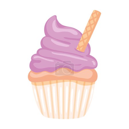 Téléchargez les illustrations : Cupcake dessert doux icône design isolé - en licence libre de droit