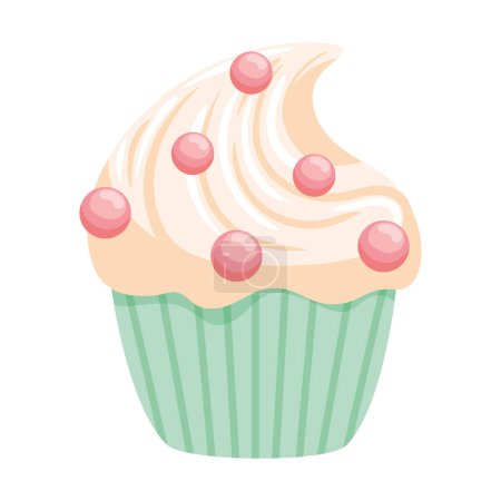 Téléchargez les illustrations : Cupcake avec fraise chips icône isolé - en licence libre de droit