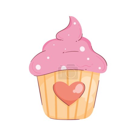 Téléchargez les illustrations : Design cupcake rose sur blanc - en licence libre de droit