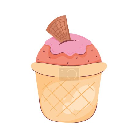 Téléchargez les illustrations : Cupcake avec un cookie sur blanc - en licence libre de droit