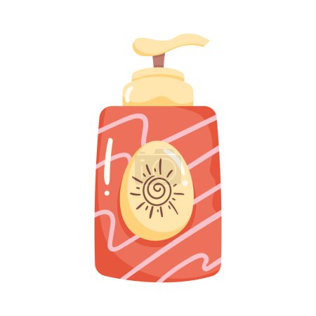 Ilustración de Botella de loción bronceadora roja sobre blanco - Imagen libre de derechos