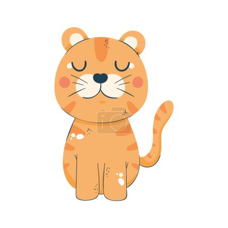 Téléchargez les illustrations : Illustration de tigre mignon sur blanc - en licence libre de droit