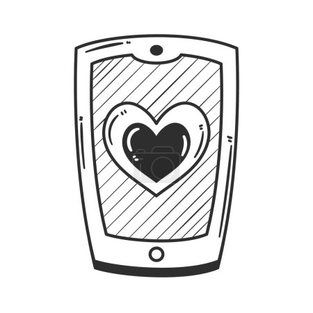 Téléchargez les illustrations : Smartphone avec un cœur sur blanc - en licence libre de droit
