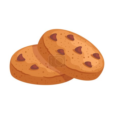 Téléchargez les illustrations : Biscuits au dessert avec icône chocolat isolé - en licence libre de droit