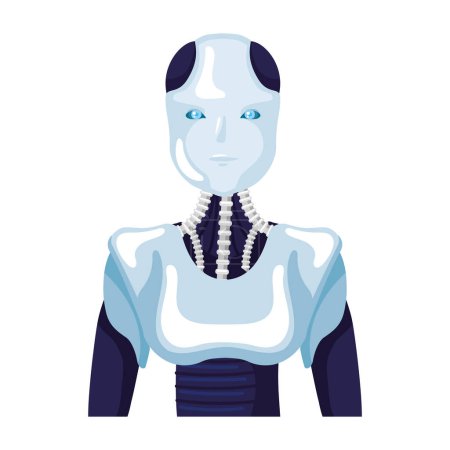 Ilustración de Robot ai tecnología vista frontal icono aislado - Imagen libre de derechos