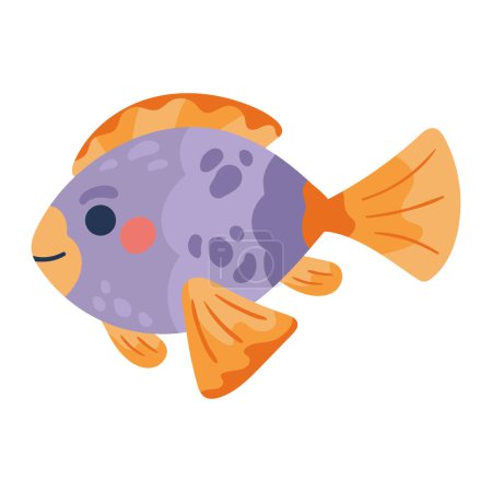 Illustration for Fish marine life icon isolated - Royalty Free Image