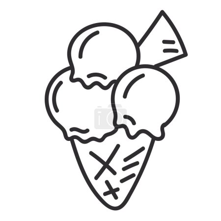 Téléchargez les illustrations : Icône de doodle crème glacée illustration isolée - en licence libre de droit