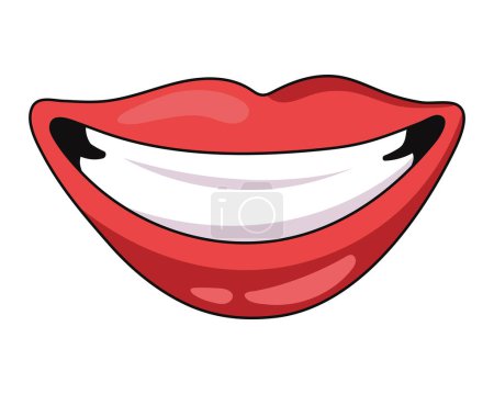 Illustration for Mouth pop art teeth icon isolated illustration - Royalty Free Image