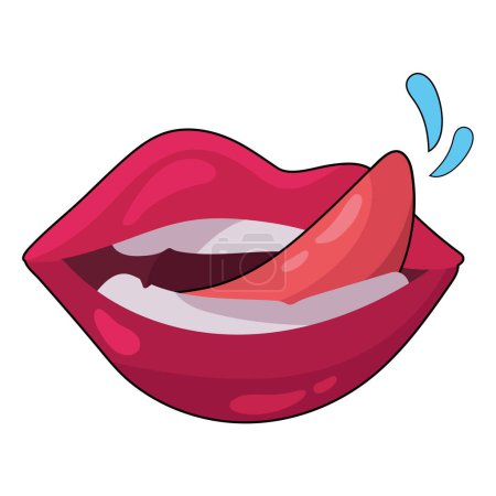 Illustration for Mouth pop art woman lips icon isolated illustration - Royalty Free Image