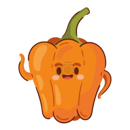 Illustration for Kawaii pepper vegetable cartoon icon isolated - Royalty Free Image