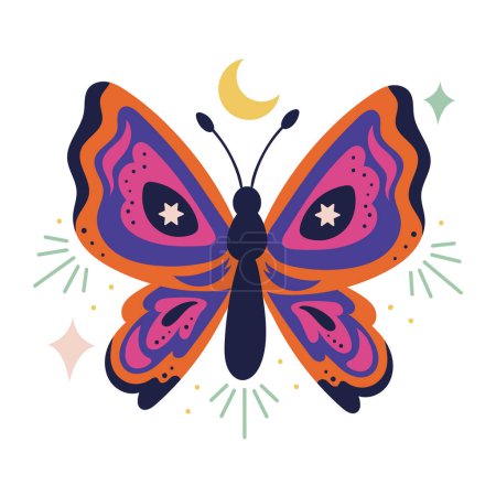 Téléchargez les illustrations : Icône de papillon magique ésotérique isolé - en licence libre de droit