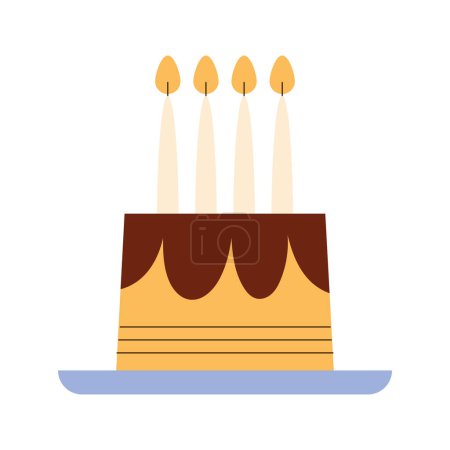Téléchargez les illustrations : Gâteau d'anniversaire illustration vecteur isolé - en licence libre de droit