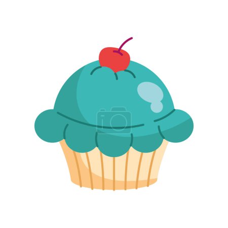 Ilustración de Cereza cupcake ilustración vector aislado - Imagen libre de derechos
