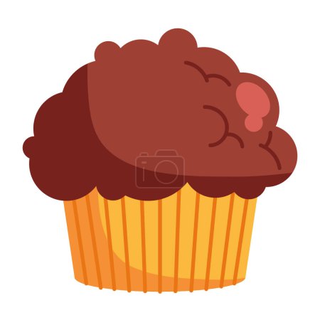 Téléchargez les illustrations : Cupcake chocolat illustration vecteur isolé - en licence libre de droit