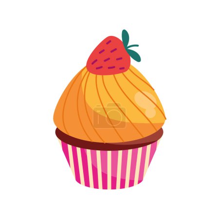 Ilustración de Fresa cupcake ilustración vector aislado - Imagen libre de derechos